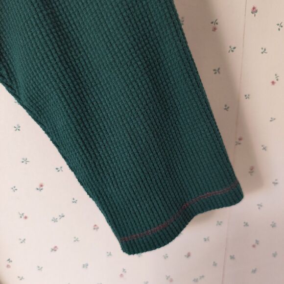 Quacker Factory Top 1X Green Waffle Knit Thermal Reindeer Holiday Bling - Picture 6 of 10
